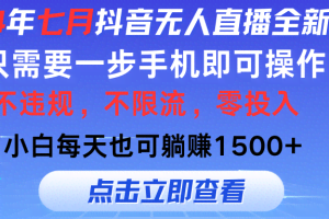 （11756期）2024年七月抖音无人直播全新玩法，只需一部手机即可操作，小白每天也可…