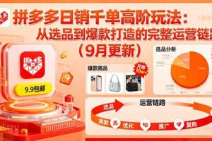 （16100期）拼多多日销千单高阶玩法：从选品到爆款打造的完整运营链路（9月更新）