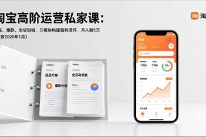 （17280期）淘宝高阶运营私家课：选品、爆款、全店动销，三模块构建盈利闭环，月入破5万（更新26年1月）