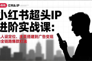 （17190期）小红书超头IP进阶实战课：从人设定位、主页搭建到广告变现的全链路爆款打法