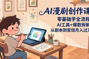 （17519期）AI漫剧创作课：零基础学全流程，AI工具+爆款拆解，从剧本到变现月入过万