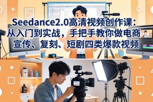 (18019期)Seedance2.0高清视频创作课:从入门到实战,手把手教你做电商、宣传、复刻、短剧四类爆款视频