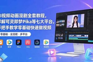 (18890期)AI视频动画漫剧全套教程,详解可灵即梦Pika等七大平台,手把手教学零基础快速做视频