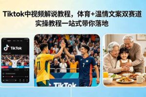 (18910期)Tiktok中视频解说教程,体育+温情文案双赛道实操教程一站式带你落地