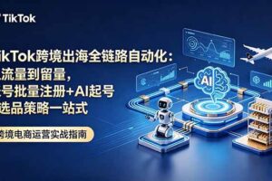 (18907期)TikTok跨境出海全链路自动化:从流量到留量,账号批量注册+AI起号+选品策略一站式